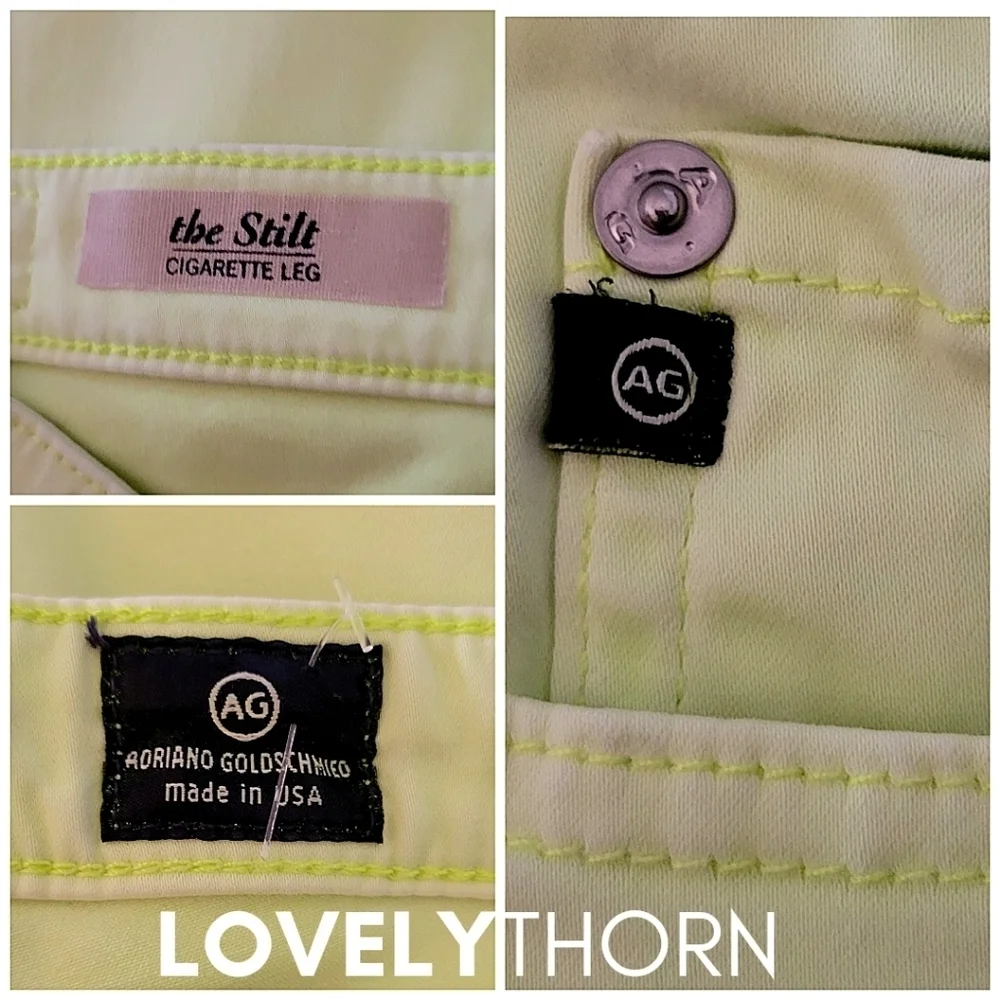 AG JEANS // ltd ed the stilt cigarette leg neon yellow sateen jeans - Picture 14 of 16